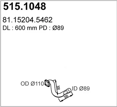 Tubo de escape ASSO 515.1048