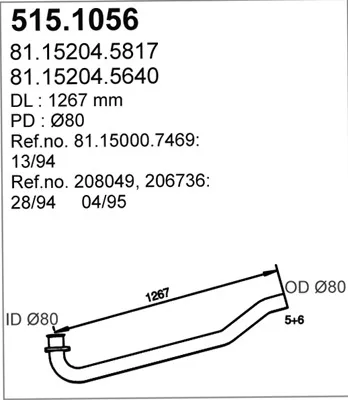 Tubo de escape ASSO 515.1056