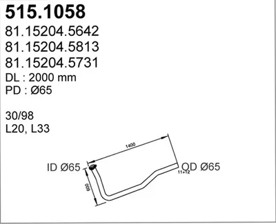 Tubo de escape ASSO 515.1058