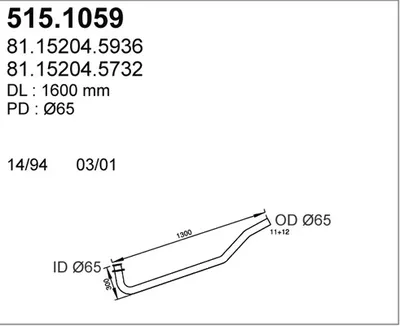 Tubo de escape ASSO 515.1059