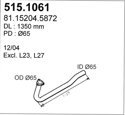 Tubo de escape ASSO 515.1061