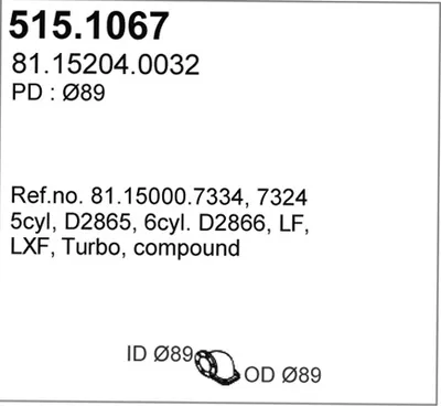 Tubo de escape ASSO 515.1067