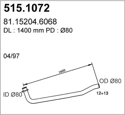 Tubo de escape ASSO 515.1072