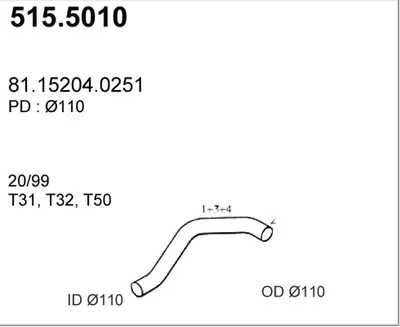 Tubo de escape ASSO 515.5010