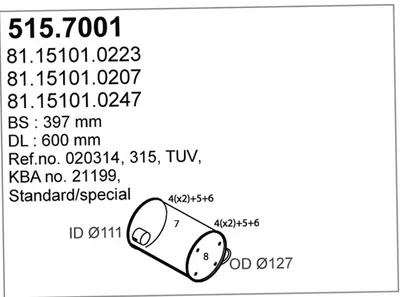 Silenciador central/posterior ASSO 515.7001
