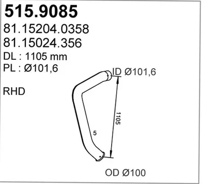 Tubo de escape ASSO 515.9085