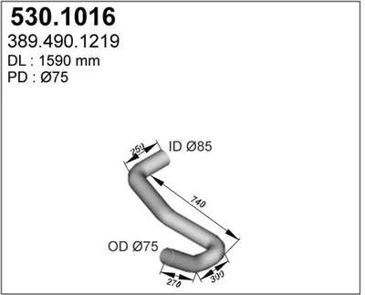Tubo de escape ASSO 530.1016