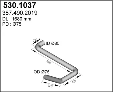 Tubo de escape ASSO 530.1037