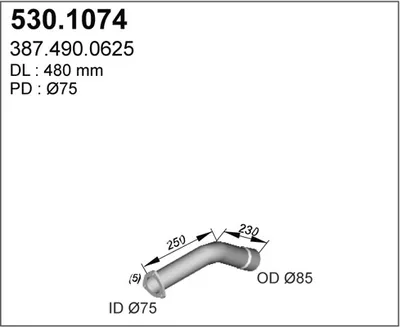 Tubo de escape ASSO 530.1074