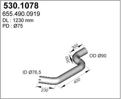 Tubo de escape ASSO 530.1078