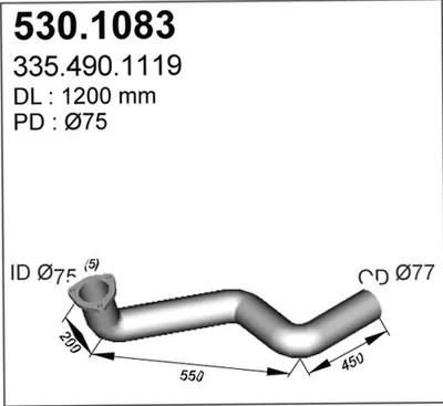 Tubo de escape ASSO 530.1083
