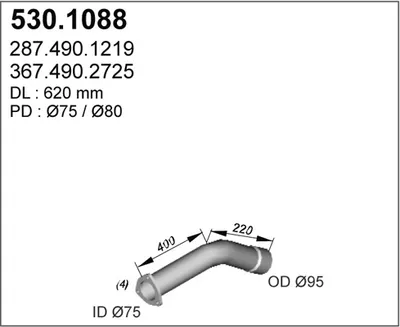 Tubo de escape ASSO 530.1088