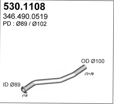 Tubo de escape ASSO 530.1108
