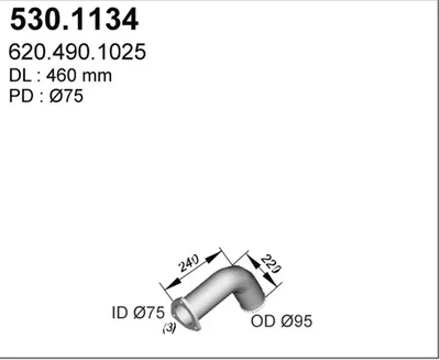 Tubo de escape ASSO 530.1134