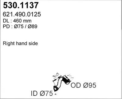 Tubo de escape ASSO 530.1137