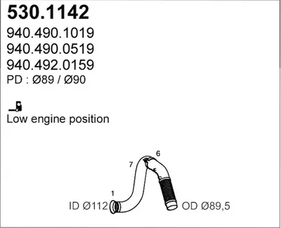 Tubo de escape ASSO 530.1142