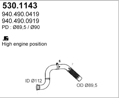 Tubo de escape ASSO 530.1143