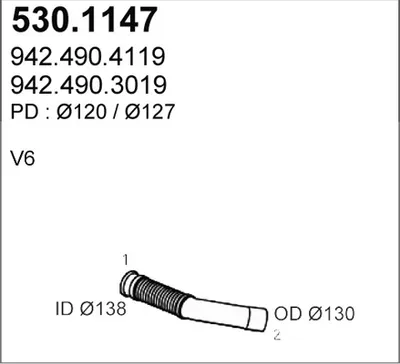 Tubo de escape ASSO 530.1147