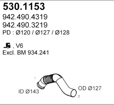 Tubo de escape ASSO 530.1153