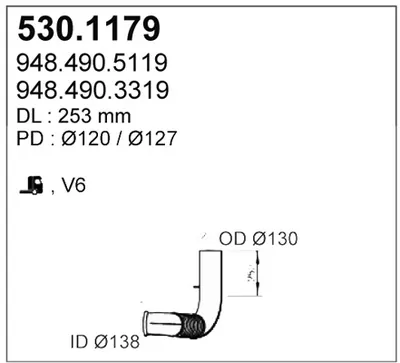 Tubo de escape ASSO 530.1179