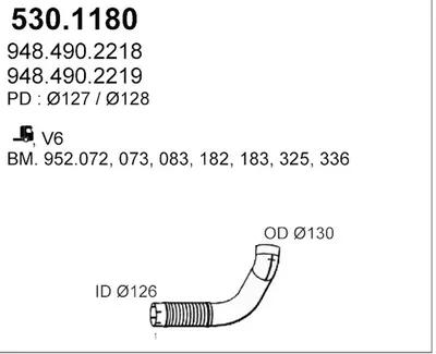 Tubo de escape ASSO 530.1180