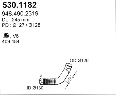 Tubo de escape ASSO 530.1182