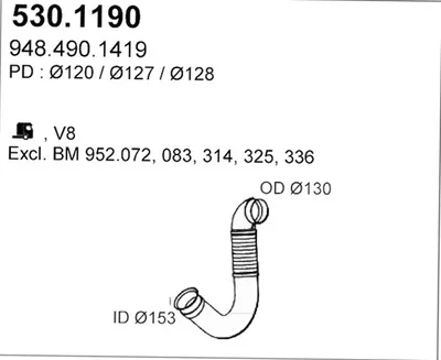 Tubo de escape ASSO 530.1190