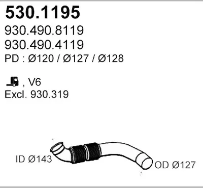 Tubo de escape ASSO 530.1195
