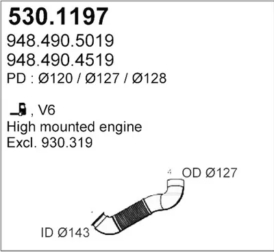 Tubo de escape ASSO 530.1197