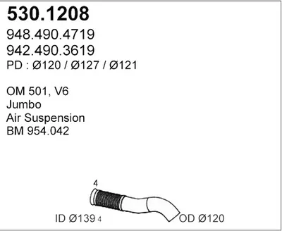 Tubo de escape ASSO 530.1208