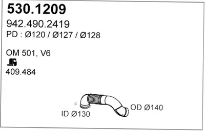 Tubo de escape ASSO 530.1209