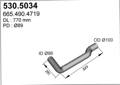 Tubo de escape ASSO 530.5034