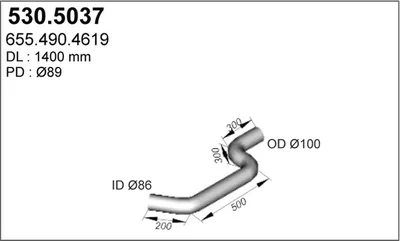 Tubo de escape ASSO 530.5037