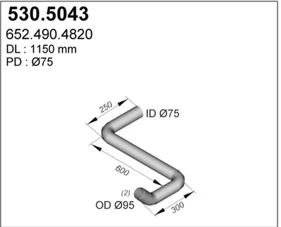 Tubo de escape ASSO 530.5043