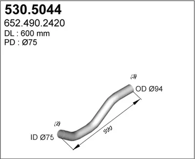Tubo de escape ASSO 530.5044