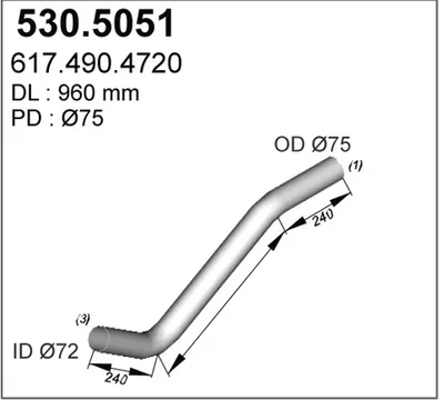 Tubo de escape ASSO 530.5051