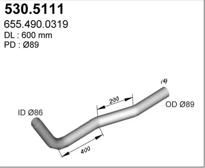 Tubo de escape ASSO 530.5111