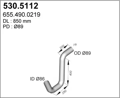Tubo de escape ASSO 530.5112