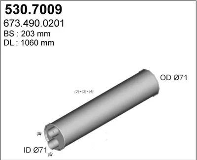 Silenciador central/posterior ASSO 530.7009