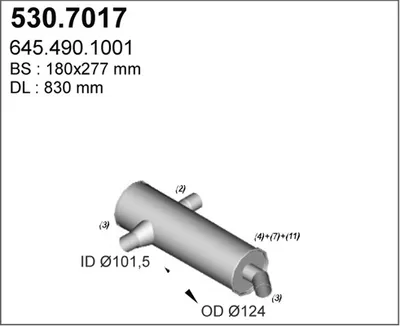 Silenciador central/posterior ASSO 530.7017