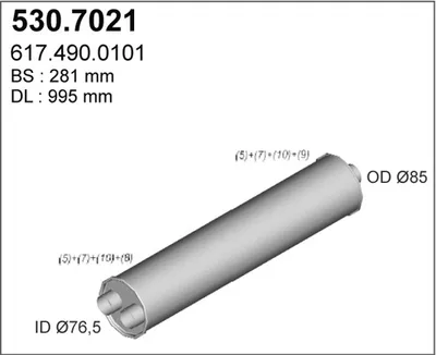 Silenciador central/posterior ASSO 530.7021
