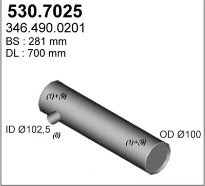 Silenciador central/posterior ASSO 530.7025