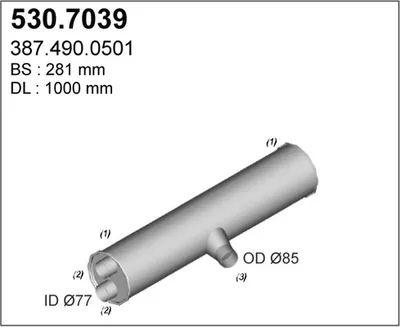 Silenciador central/posterior ASSO 530.7039