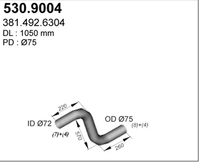 Tubo de escape ASSO 530.9004