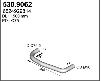 Tubo de escape ASSO 530.9062
