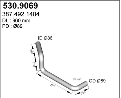 Tubo de escape ASSO 530.9069