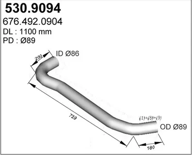 Tubo de escape ASSO 530.9094