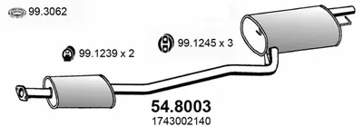 Silenciador central/posterior Toyota CARINA E VI Saloon · Toyota CARINA E VI · Toyota CARINA E VI Sportswagon