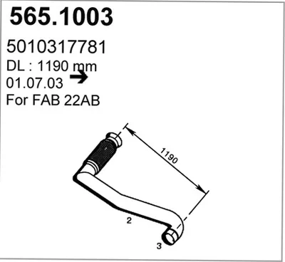 Tubo de escape ASSO 565.1003