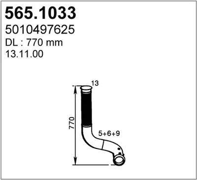 Tubo de escape ASSO 565.1033